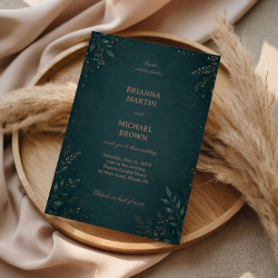 Convites Botânico Escuro Elegante Luxuoso