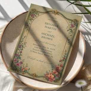 Convites Botânico Floral Elegante Vintage