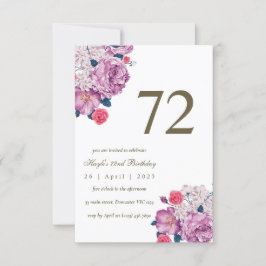 Convites Botânico Floral Roxo Simples Chic 72º Aniversário