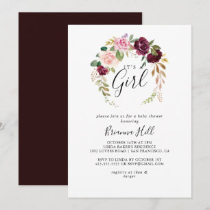 Convites Botânico Floral Russo É Chá de fraldas de Garot