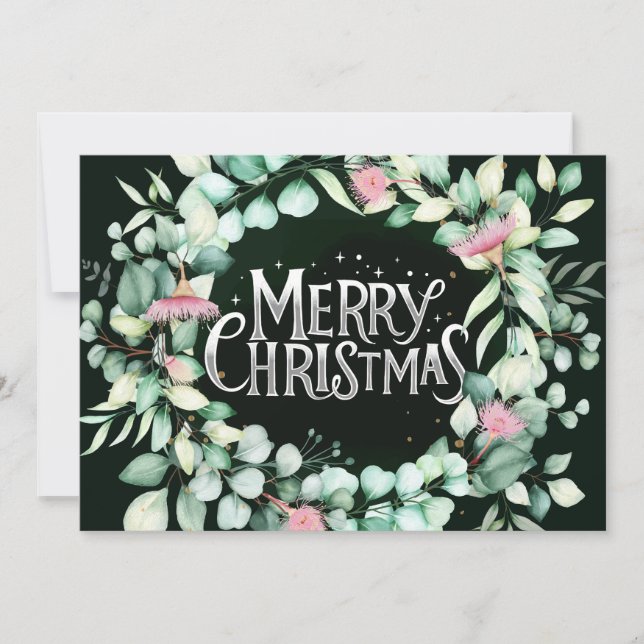 Convites Botânico Moderno Eucalyptus Greenerescente Natal E (Frente)