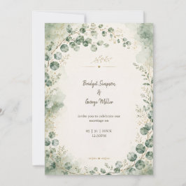 Convites Botânicos de Noiva de Eucalipto Sage Elegantes