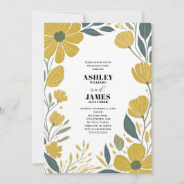 Convites Botão Amarelo Festa de noivado Floral Moderna