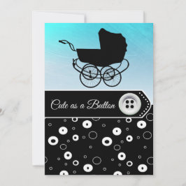 Convites Botão Azul e Preto - Chamas de Chuveiro Bebês