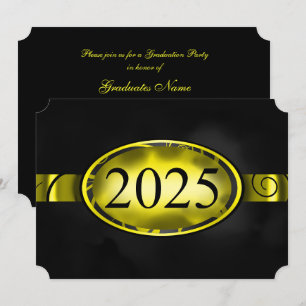 Convites Botão Floral Amarelo e Preto 2025 Festa de formatu