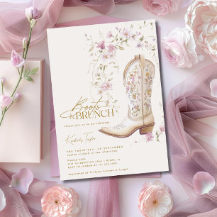 Convites Botas & Brunch Flores Rosa Florais Chá de Noiva