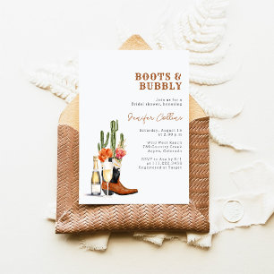 Convites Botas & Bubbly Churrasco de Noivado Western