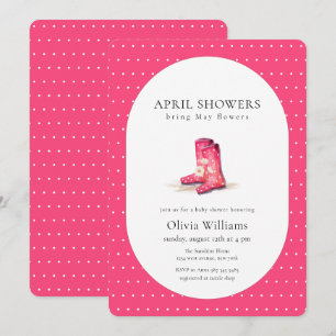 Convites Botas de Chuva Flor Bolinha Rosa Vermelho Baby Sho