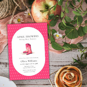Convites Botas de Chuva Flor Bolinha Rosa Vermelho Baby Sho