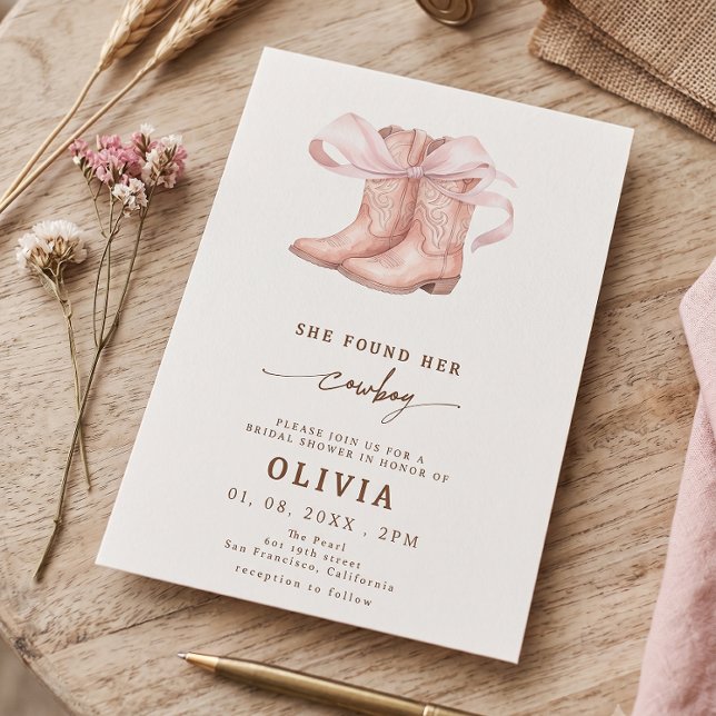 Convites Botas de Cowboy com Laço de Coquete Festa de Noiva (Criador carregado)