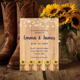 Convites Botas de Cowboy de Girassol Rústico Casamento em M