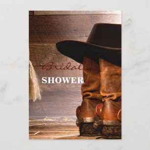 Convites botas de cowboy de madeira castanha do oeste