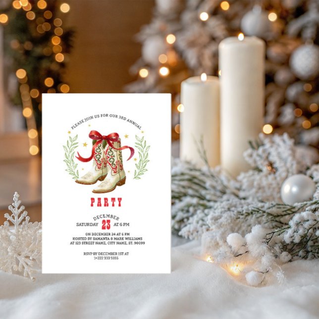 Convites Botas de Cowboy de Natal Ocidental (Criador carregado)