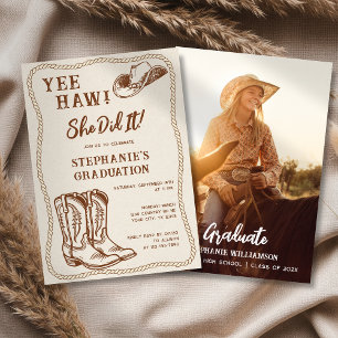 Convites Botas de Cowboy Desenhadas à Mão Ocidentais para F