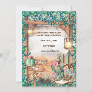 Convites Botas de cowboy do cacto ocidental luzes aquáticas