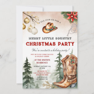 Convites Botas de Cowboy Festa de Natal Country Alegre