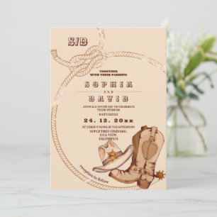 Convites Botas de Cowboy Ocidentais Casamento