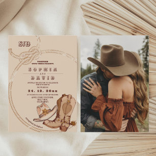 Convites Botas de Cowboy Ocidentais Casamento