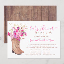Convites Botas de cowboy russas para chá de fraldas floral 