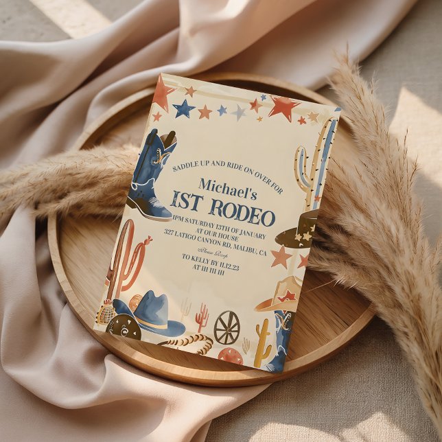 Convites Botas de Cowboy Rústicas 1º Aniversário (Criador carregado)