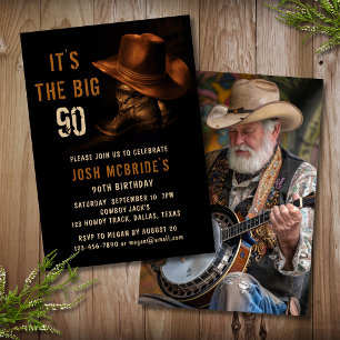 Convites Botas de Cowboy Rustico para Aniversário de 90 ano