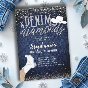Convites Botas de Cowgirl Denim Diamonds Chuveiro de Noiva 