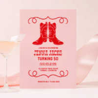 Botas de Cowgirl Rosa Vermelho para Festa de Anive