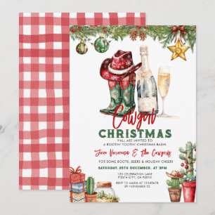 Convites Botas de Festa de Natal de Cowgirl Ocidental