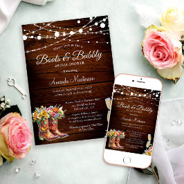 Convites Botas de Madeira Rústica e Bridal Shower Western E