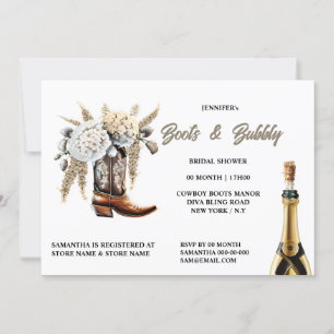 Convites Botas de vaqueira borbulhantes chá de panela flora