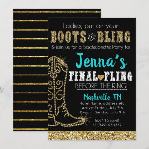 Convites Botas e Brilho Festa Country Western Nashville