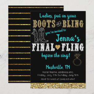 Convites Botas e Brilho Festa Country Western Nashville