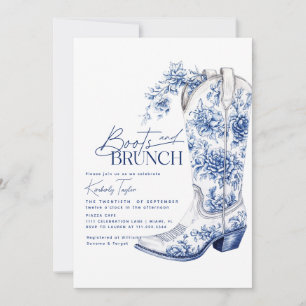 Convites Botas e Brunch Blue Chinoiserie Chá de Noiva