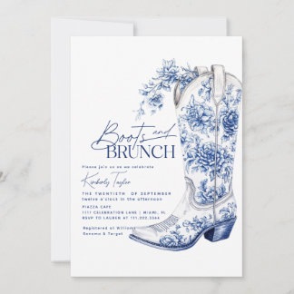 Convites Botas e Brunch Blue Chinoiserie Chá de Noiva