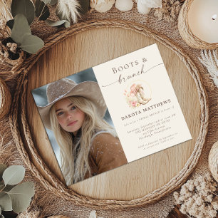 Convites Botas e Brunch Western Floral Chá de Noiva