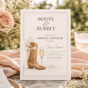 Convites Botas e Espumante Arco Floral Chá de Noiva