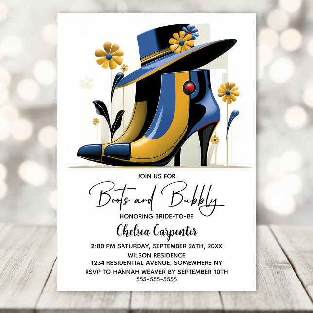 Convites Botas Elegantes e Bridal Shower Bubbly (Criador carregado)
