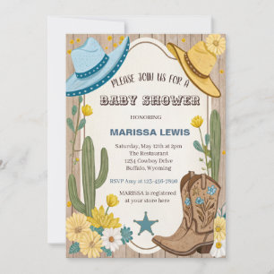 Convites Botas ocidentais Bleu Yellow de cowboy orçamentári