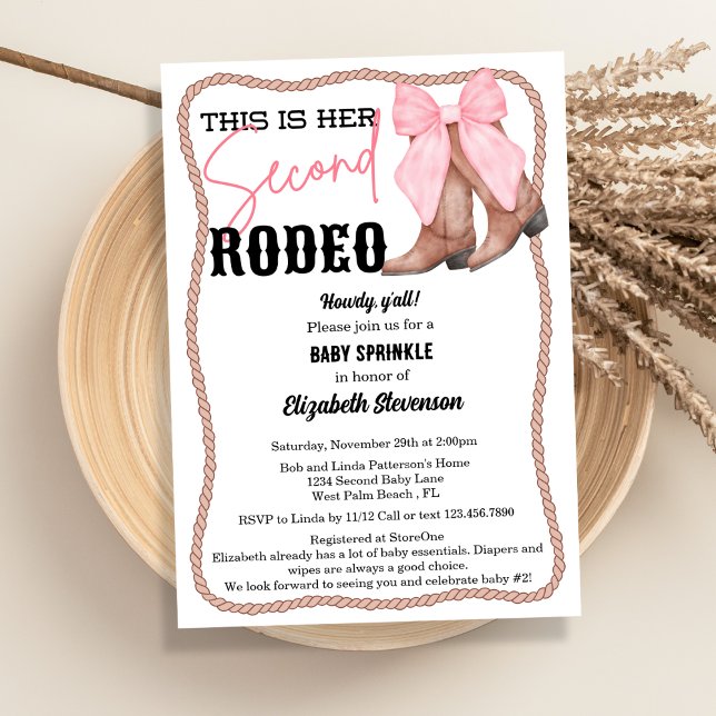 Convites Botas Ocidentais com Laço Rosa Rodeio Segunda Chuv (Criador carregado)