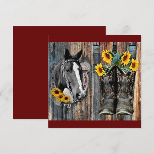 Convites Botas ocidentais rústicas de cowboy de cavalo Gira (Frente/Verso)