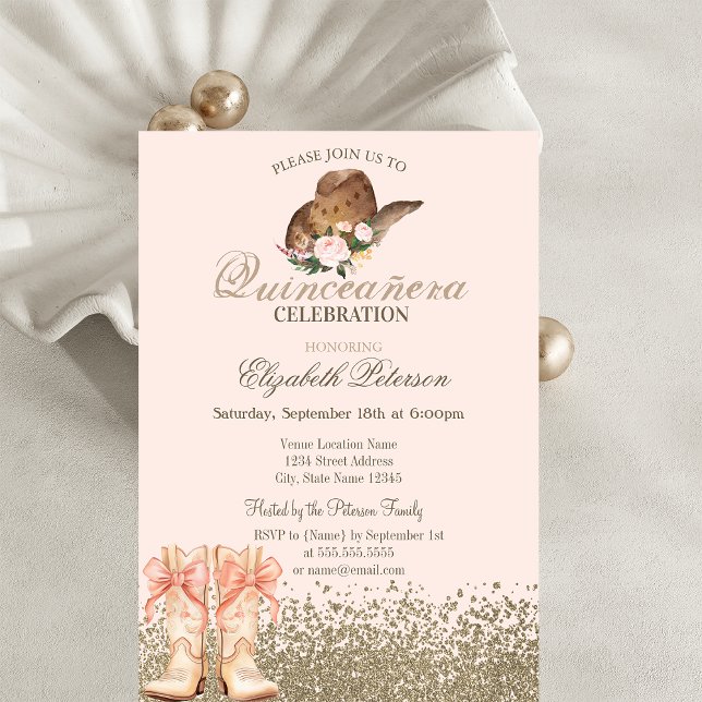 Convites Botas Quinceañera (Criador carregado)
