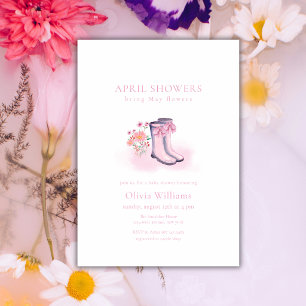 Convites Botas Rosa Elegante de Chuva de Abril com Laço par
