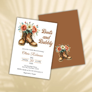 Convites Botas Rústicas e Bridal Shower Ocidental Espumante