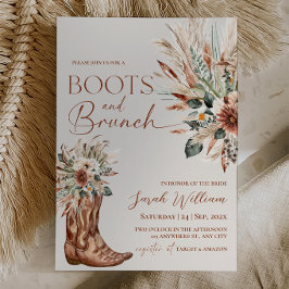 Convites Botas Western Rústicas Brunch Chá de Noiva