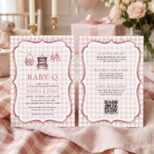 Convites Botinhas Rosa Xadrez All In One Baby Q