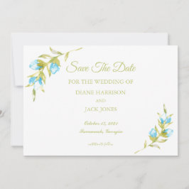 Convites Botões de Rosa Azul Casamento Salvar a Data