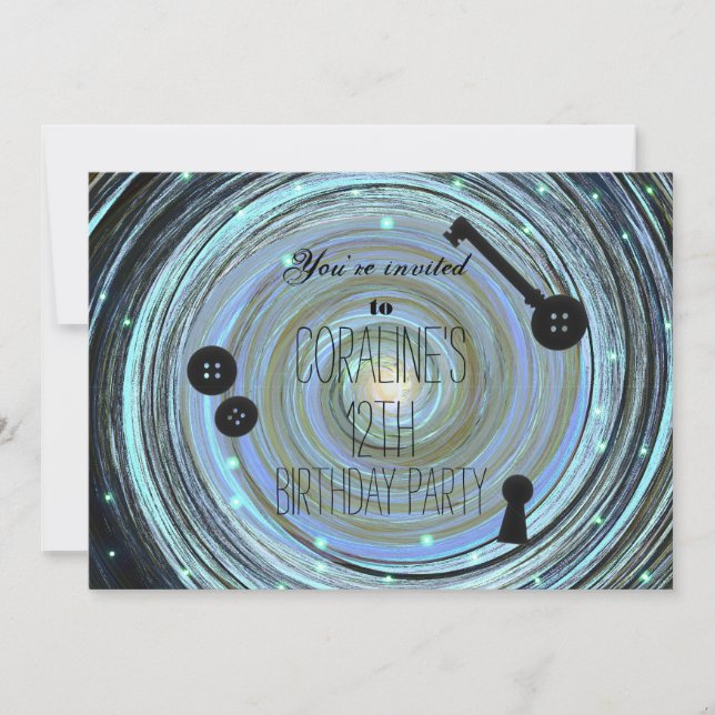 Convites Botões Olhos & Esqueleto Chave Outro Partido Mundi (Frente)