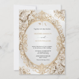 Convites Bougainvillea Green Dourado WedArt Nouveau Mucha