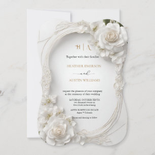 Convites Bougainvillea Green Dourado WedArt Nouveau Mucha