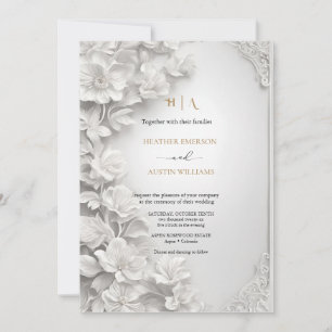 Convites Bougainvillea Green Dourado WedArt Nouveau Mucha